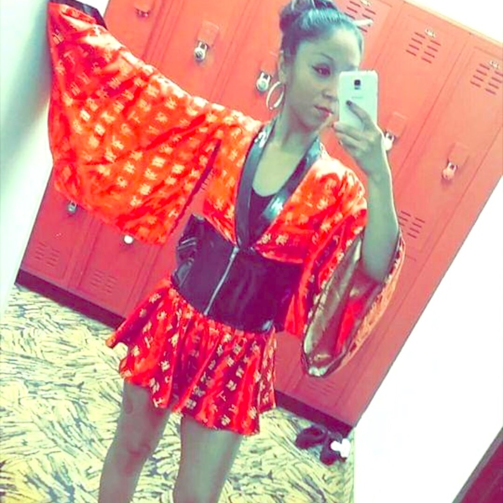 Red gold black geisha costume